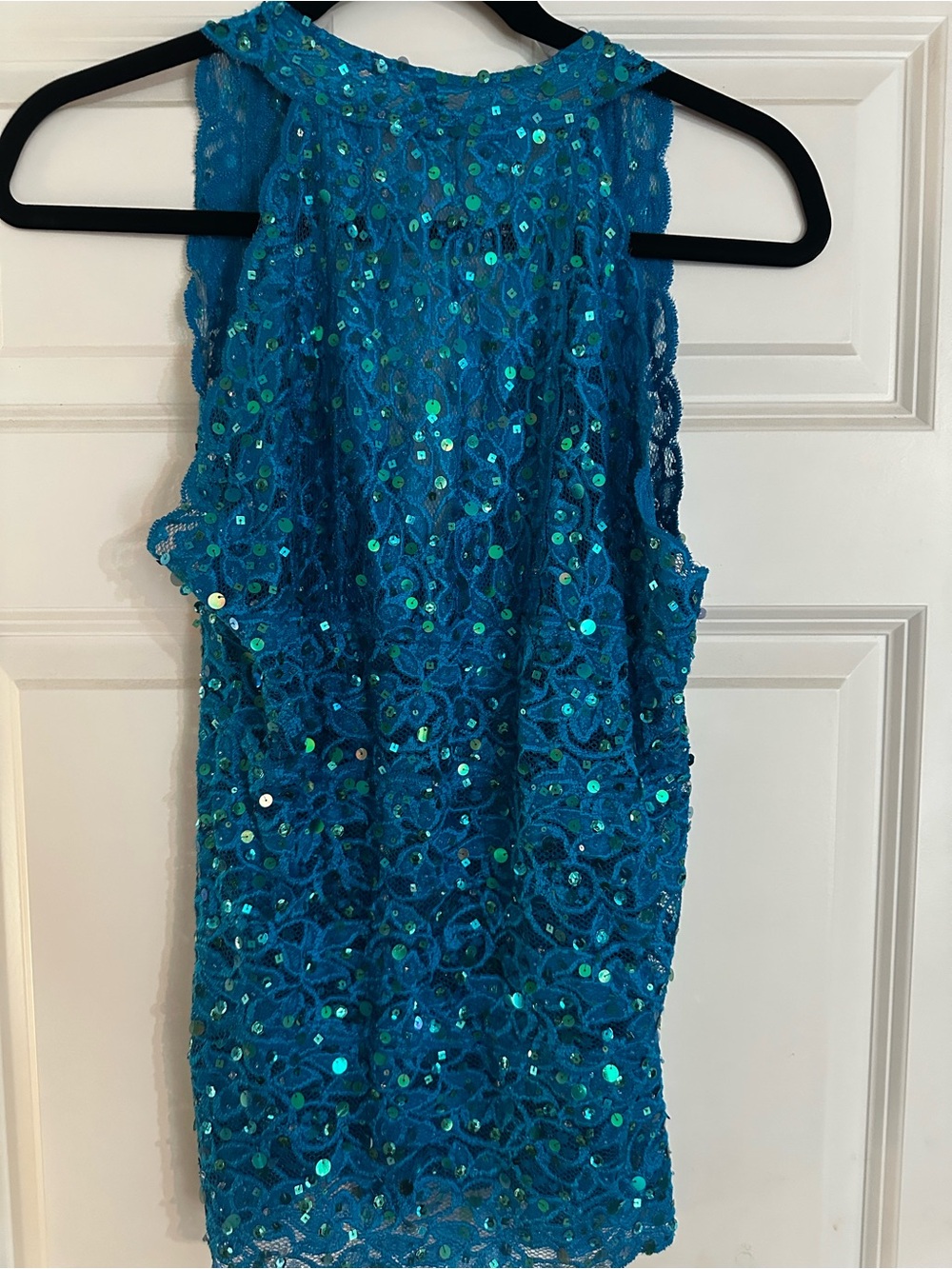 Cache Teal Lace Sequin Top - Picture 4 of 4